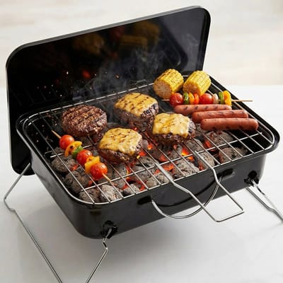 Lomera Draagbare BBQ - Tafel BBQ - Tafelbarbecue - Draagbare Barbecue - Mini BBQ - Camping BBQ - Camping Barbecue - Houtskool BBQ - Houtskoolbarbecue - Opvouwbare BBQ - Inklapbare BBQ