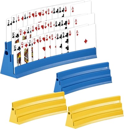 4 Stuks Kaart Houder van Plastic met Viltstrips voor Speelkaarten, Handenvrij Kaartstandaard voor Senioren en Kinderen, Ideaal voor Gezelschapsspellen