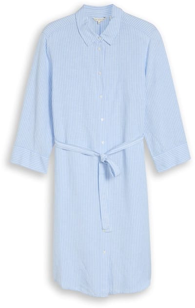 Tom Tailor - Plus Size - Blousejurk met linnen - Maat 46 - fjord blue irregular stripe