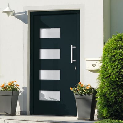 vidaXL - Voordeur - 100x200 - cm - aluminium - en - PVC - antraciet