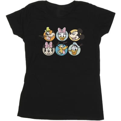 Disney Dames/Dames Mickey Mouse And Friends Gezichten Katoenen T-Shirt (Zwart)