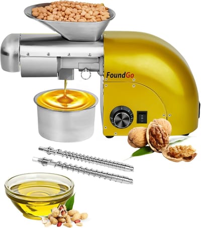 Elektrische Oliepers - Oliepersmachine - 1800W - 0-300°C - Heet & Koud Persen - 6-9 kg/u - Voor Noten, Pinda's, Sesam & Amandelen - Goud