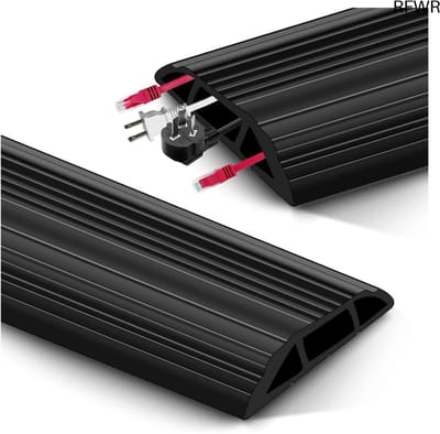 RFWR® Kabelgoot voor Vloer - Kabelbescherming PVC, 3 Meter, Zwart - Ideaal voor Thuis, Kantoor en Werkplaats