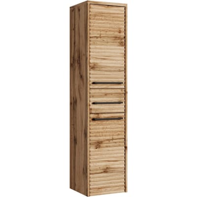 Badplaats Badkamerkast Etna 30 x 35 x 130 cm – Eiken – Hangende Kolomkast met 1 Lade en 2 Deuren