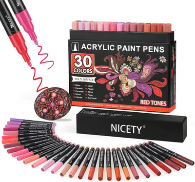 Acrylviltstiften Set - Verfstiften Waterbasis - Creatief Tekenen - Extra Fijne Punt - 30 Stuks - Rood