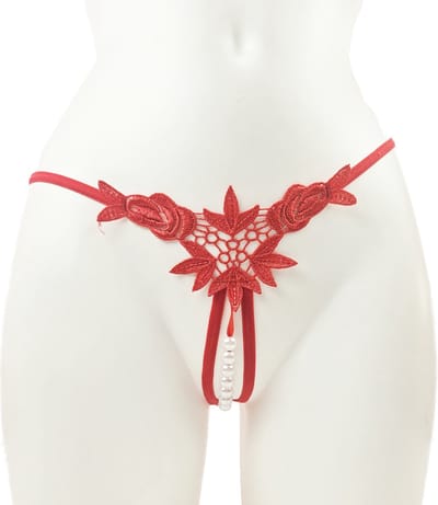 BamBella ® - Sexy kralen String - Mini kort Rood open kruis - Erotische lingerie - Dames sexy ondergoed