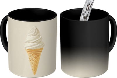 Magische Mok - Foto op Warmte Mokken - Koffiemok - Softijs - Hoorntje - Wit - Magic Mok - Beker - 350 ML - Theemok