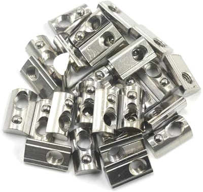 Dailygoods- T-moeren 100 Stuks - Carbon Staal - M8 - Roll-In - Geschikt voor 4040/4080 Aluminium Profielen - 8 Mm Groeven - T-slot Moeren