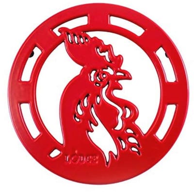 Gietijzeren Haan Onderzetter - 8 Inch - Rood