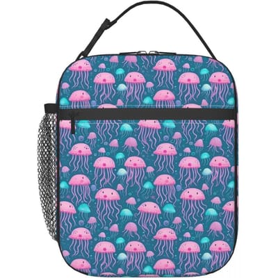 Kwallenpatroon Elegante Zeedieren Ontwerp Geïsoleerde Lunchtas voor Vrouwen Kinderen Lekvrije Voedseldozen Thermische Lunchbox Tote One Size pink