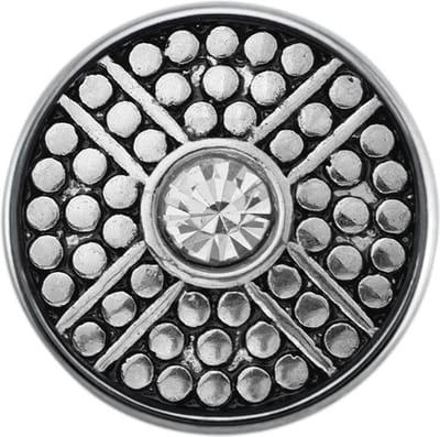 Quiges - Dames Click Button Drukknoop 18mm Zirkonia Symbool - EBCM351