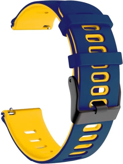 Siliconen bandje - geschikt voor Samsung Gear S3 / Galaxy Watch 3 45 mm / Galaxy Watch 46 mm - donkerblauw-geel
