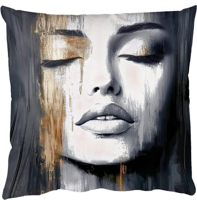 Sierkussens - Kussentjes Woonkamer - 50x50 cm - Gezicht - Vrouw - Penseelstreken - Abstract