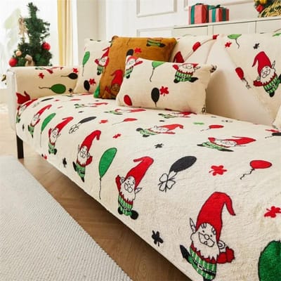 Housse de canapé en flanelle de Noël antidérapante, tapis de canapé chaud d'hiver pour salon, protecteur de canapé décoratif de Noël universel 1pc 30x50 pillowcase