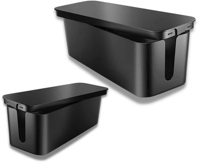 BUDDLEY Kabelbox Zwart (2x) - Kabeldoos - Kabel Opbergbox Stekkerdoos - Cable Management - Verlengsnoer - Kabel management - Kabel Organiser Bureau - Kabel Organiser - Kabelbox Stekkerdoos - Cable Box - Kabel Doos - Kabelbox voor snoeren wegwerken