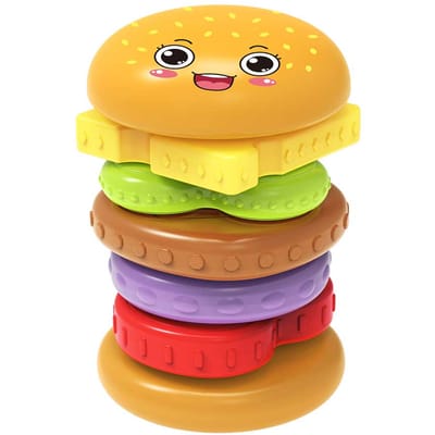 Burger Baby Montessori Stapelbaar Speelgoed Set voor Zintuiglijke Ontwikkeling Fijne Motoriek Leren Educatief Speelgoed yellow