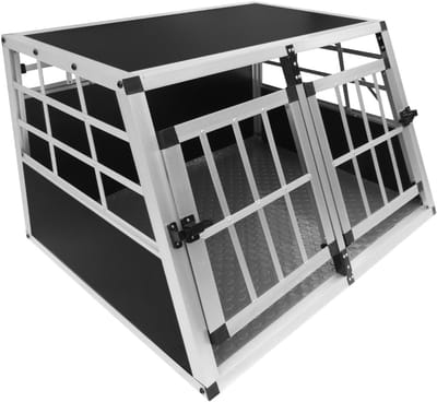 Hondenbench Autobench - Hondenkooi Auto - Veilig Transport - Trapezium Vorm - 89 x 69 x 50 cm - Zilver