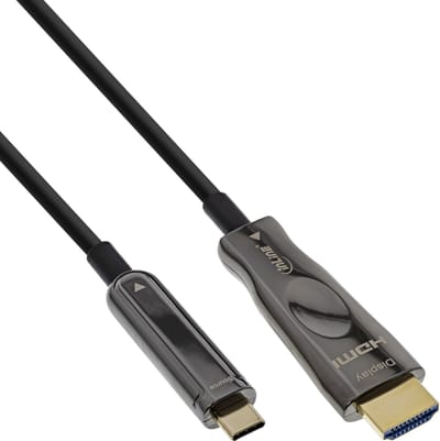 InLine® USB Display AOC kabel, USB-C male naar HDMI male, 25m
