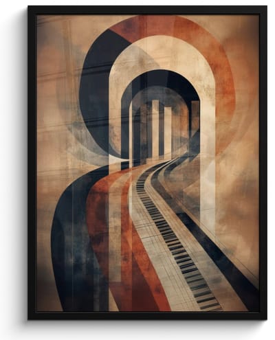 Poster in lijst - Fotolijst 50x70 cm - Posters - Piano - Toetsen - Abstract - Posterlijst zwart - Decoratie - Wanddecoratie woonkamer - Muurdecoratie slaapkamer