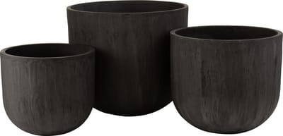 J-Line bloempot Rond Hoog - keramiek - zwart - 3 stuks - Ø 50 cm