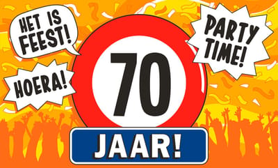 Q2P – 70 Jaar Gevelvlag – 150×90 cm XXL – Verjaardag Versiering - Vlaggenlijn – Binnen & Buiten - Vlag
