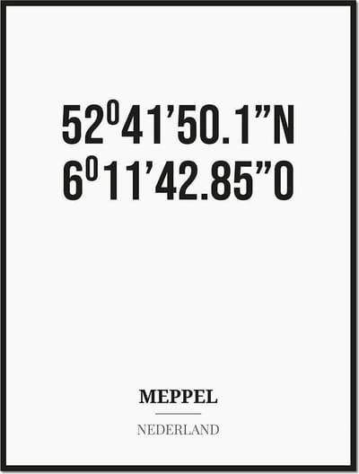 Poster/kaart MEPPEL met coördinaten