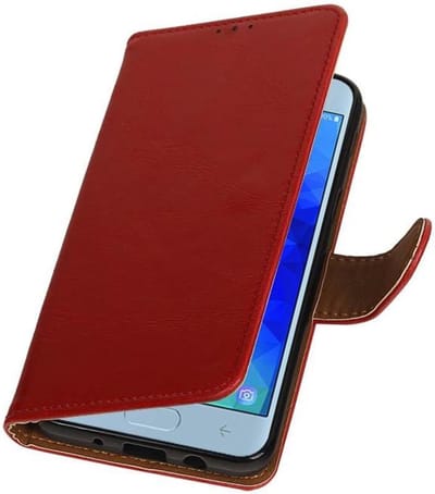 Rood Pull-Up Booktype Hoesje voor Samsung Galaxy J3 (2018)