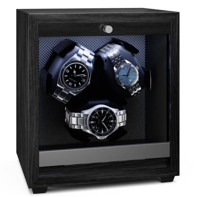 Klarstein Horlogeopwinder Brienz 3 watchwinder | 3 horloges - voor Automatische Horloges - LED-Verlichting Stil 4 Rotaties - Hout - Horlogedraaier Horlogekast Uhrenbeweger