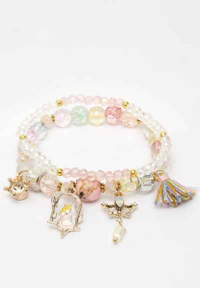 AVANT-GARDE PARIS Boho Armbanden - Dubbele Ketting met Tassel en Charms - 1 stuk - Goudkleurig met Parels en Kleurrijke Accenten
