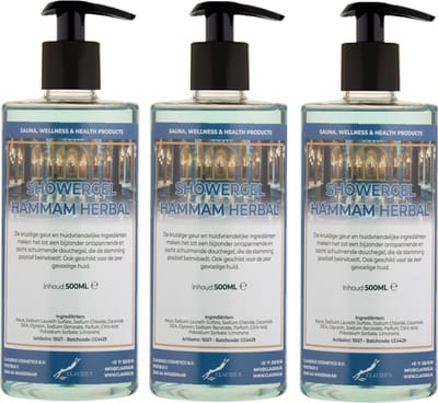 Douchegel Hammam Herbal 500 ml - set van 3 stuks - met gratis pomp - Showergel