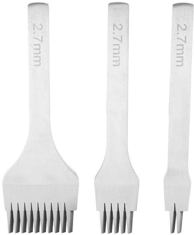 Dailygoods- Lederen Perforator Professioneel - 2.7mm Pons - Gereedschap voor Lederen Ambacht - Duurzaam Staal - 3 Stuks - Precisiewerk