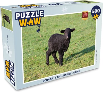 Puzzel Schaap - Lam - Zwart - Gras - Legpuzzel - Puzzel 500 stukjes