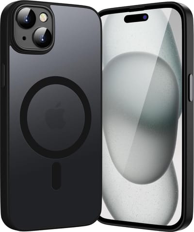 Casemania Hoesje Geschikt voor Apple iPhone 13 - Zwart - Matte Armor Back Cover - Geschikt voor MagSafe
