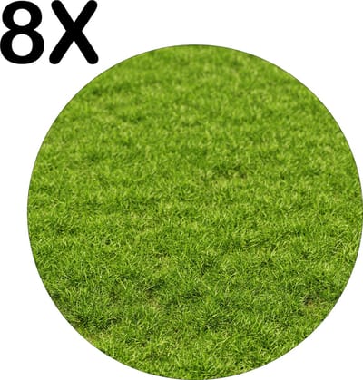 Luxe Ronde Placemat - Groen Gras - Set van 8 Placemats - 50x50 cm - 2 mm dik Vinyl - Anti Slip - Afneembaar