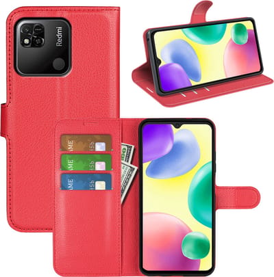 MobyDefend Hoesje - Geschikt voor Xiaomi Redmi 10A - Kunstleren Wallet Book Case (Sluiting Voorkant) - Rood