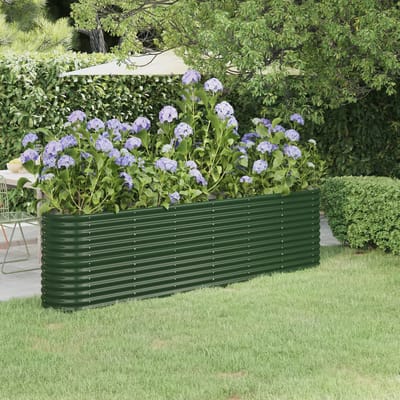 vidaXL - Plantenbak - 260x40x68 - cm - gegalvaniseerd - staal - groen