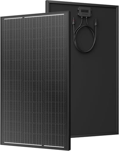 Hoog rendement 120 W monokristallijn zonnepaneel met zwart aluminium frame - ideaal voor balkonkrachtcentrale, camper, tuin en boot