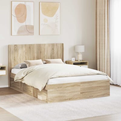 vidaXL - Hoofdbord - Sonoma - Eiken - Bewerkt - hout