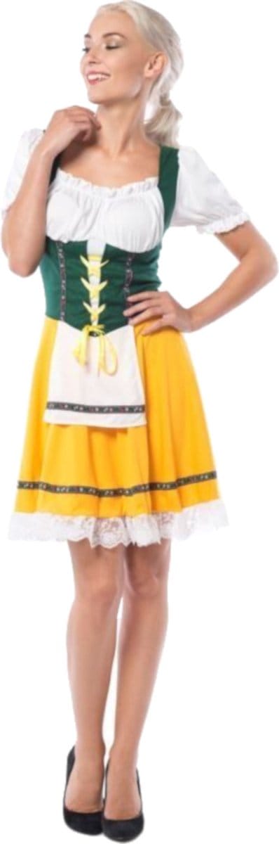 Partychimp Sexy Oktoberfest Dirndl Dames Yellow Beer Girl Oktoberfest Dames Carnavalskleding Dames Carnaval Kostuum Dames - Polyester - Maat S - Valt kort - Excl kousen