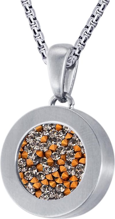 Quiges 12mm Mini Munt Hanger Zilverkleurig RVS Mat met Zirkonia Transparant Munt en met Anker Ketting 42-46cm