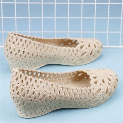 Zomer Sleehak Sandalen Dames Plastic Dames Wit Anti Slip Werkschoenen 40 beige