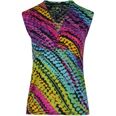 Afdrukken Rood mouwloze faux overslagtop