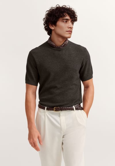 Bugatti Herren Gebreid shirt met normale pasvorm van een katoenmix