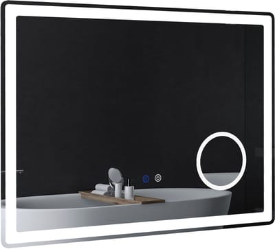 Kleankin badkamerspiegel - ijzer - glas - 80L x 3,8B x 60H cm - wit