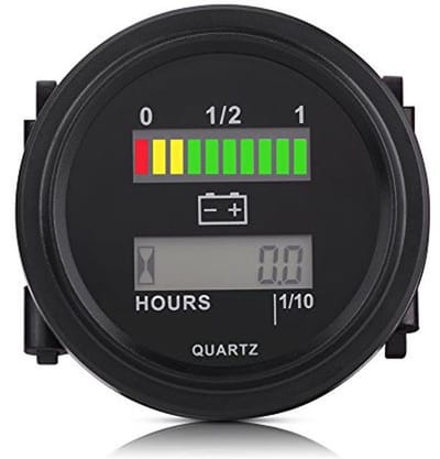 Golfkar Batterij Indicator - Accu Meter Digitale - Stroom Status Monitoren - LCD Urenteller - 12V-72V - Zwart