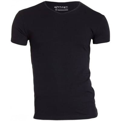 Garage 202 - Bodyfit T-shirt V-hals korte mouw zwart XXL 95% katoen 5% elastan