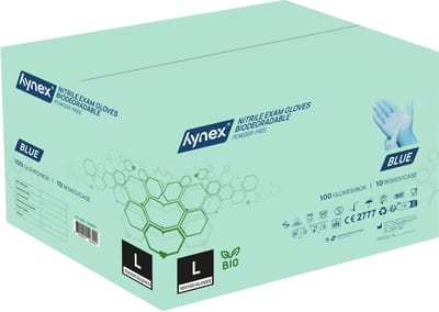 Hynex Biologisch Afbreekbare Nitril Handschoenen Blauw – Maat L omdoos 1000 Stuks – Poedervrij – Bio Degradable