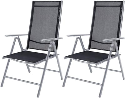 Verstelbare Inklapbare Tuinstoel Set van 2 met Hoge Rugleuning voor Terras en Tuin