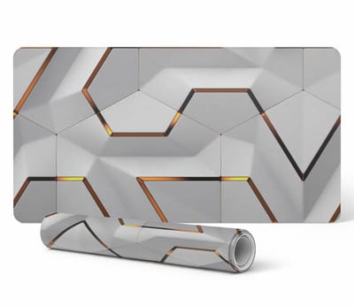Beschermende bureaumat/tafelonderlegger met geometrische zeshoeken, 90x45 cm