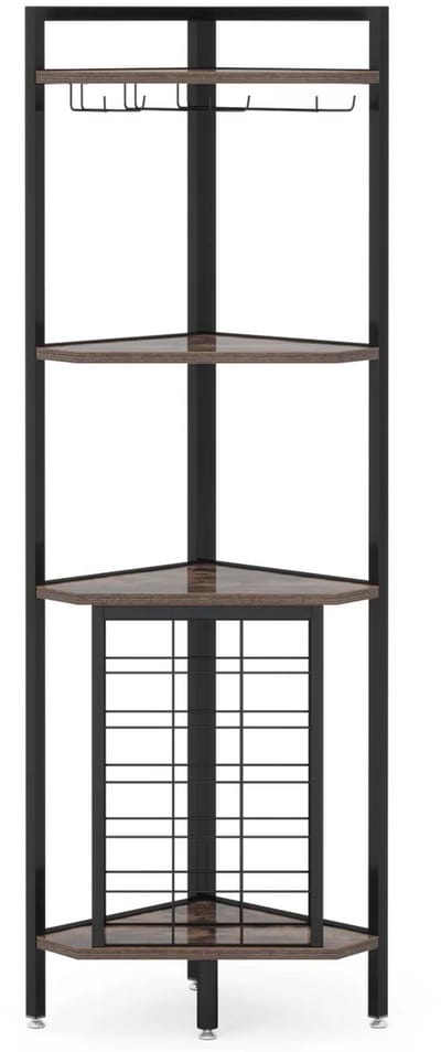Hoek Wijnrek - Flessenrek - Barkast - Drankkast - Wijnkast - Opbergkast - 4-Laags - Zwart - 40x40x160cm